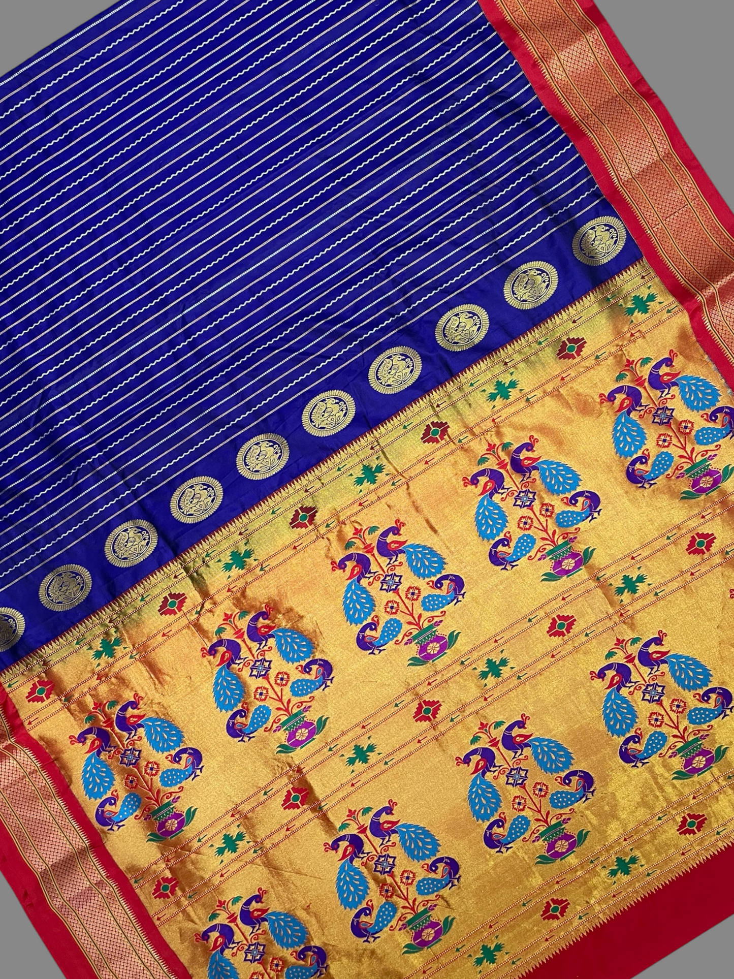 Pure Paithani Royal Blue Silk Saree