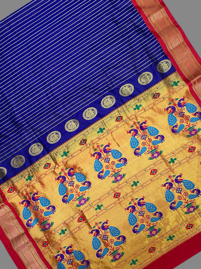 Pure Paithani Royal Blue Silk Saree