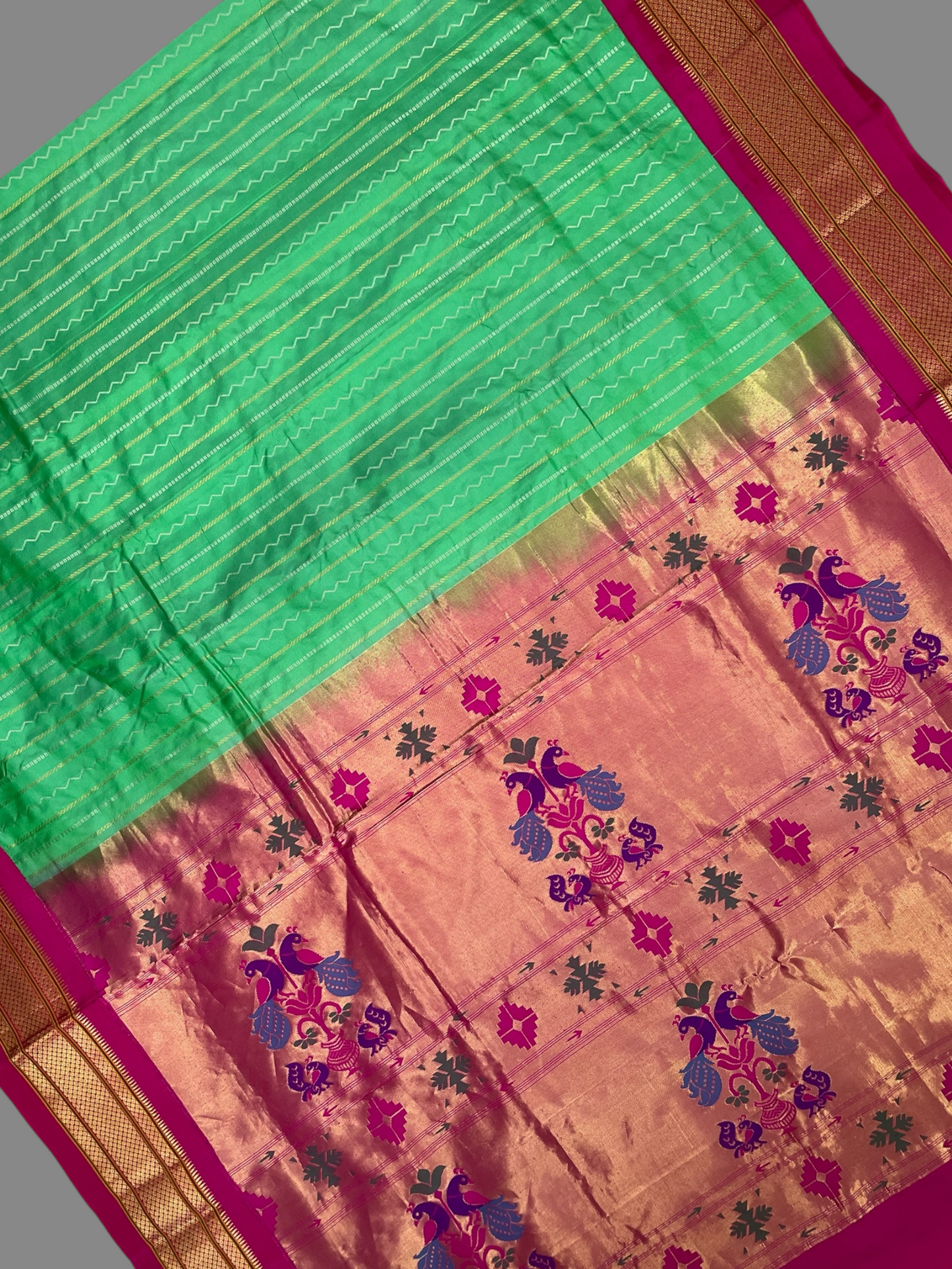 Pure Paithani Green Silk Saree
