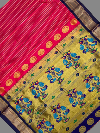 Pure Paithani Pink Silk Saree