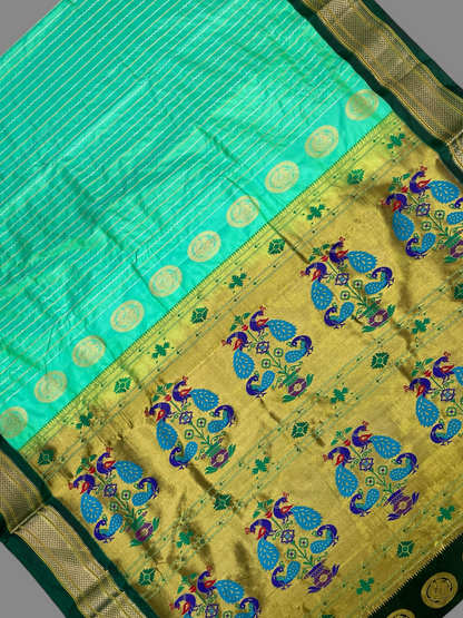 Pure Paithani Mint Green Silk Saree