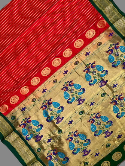 Pure Paithani Red Silk Saree