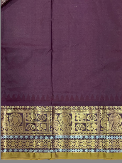 Gadwal Peacock Border Light Golden Yellow Silk Saree