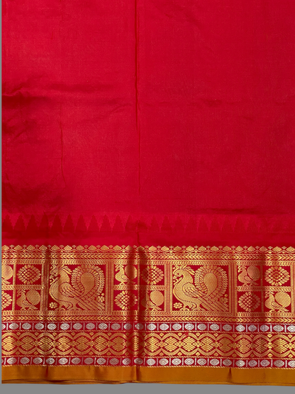 Gadwal Peacock Border Mint Green Silk Saree