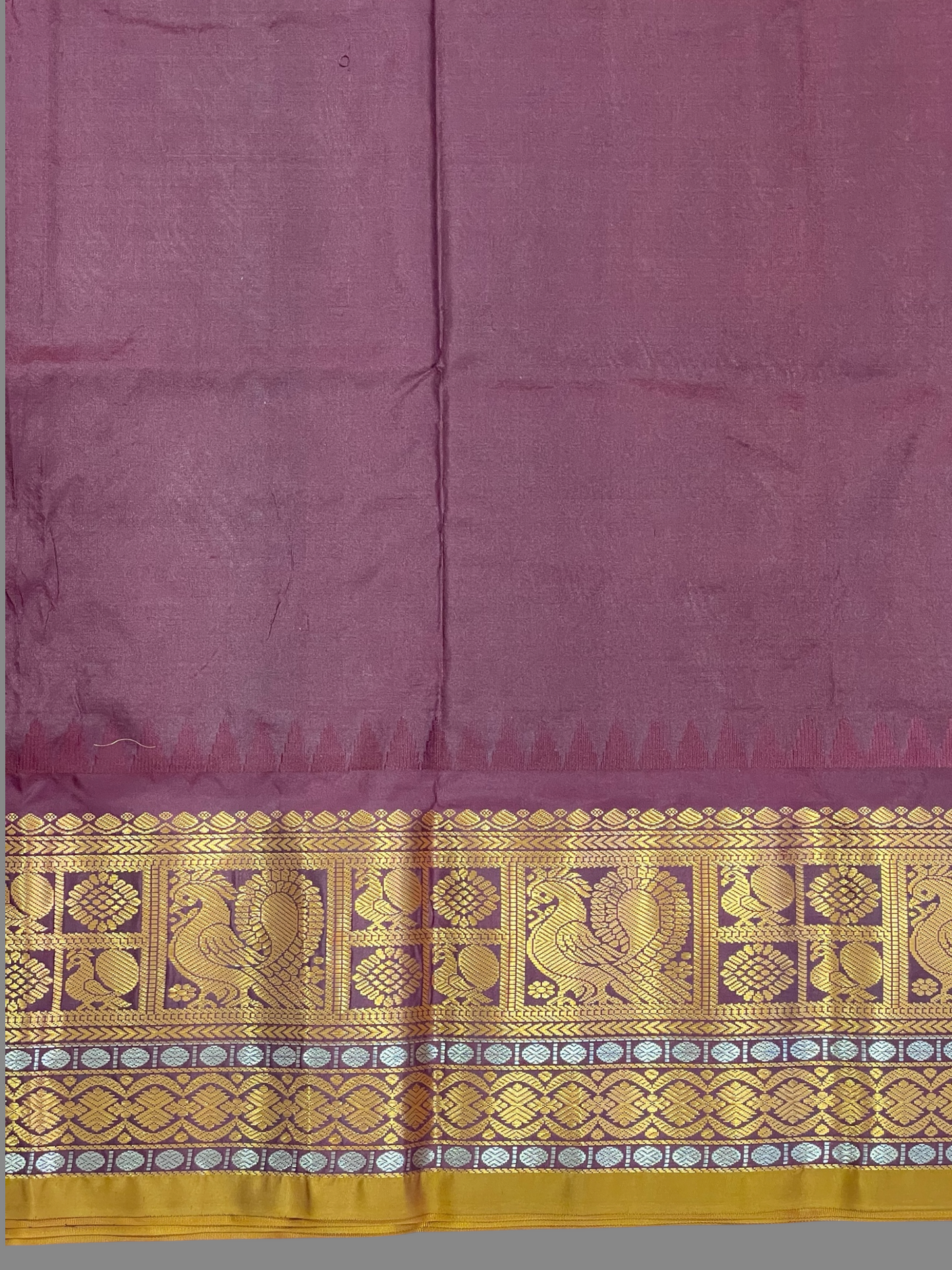 Gadwal Peacock Border Beige Silk Saree
