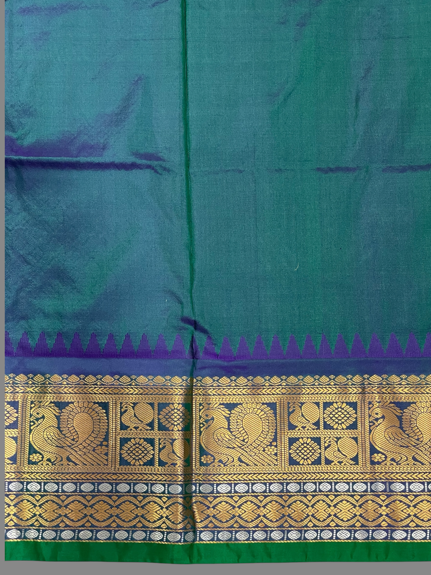 Gadwal Peacock Border Grey Silk Saree