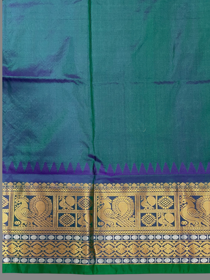 Gadwal Peacock Border Grey Silk Saree