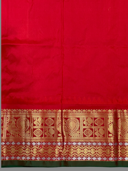 Gadwal Peacock Border Yellow Silk Saree