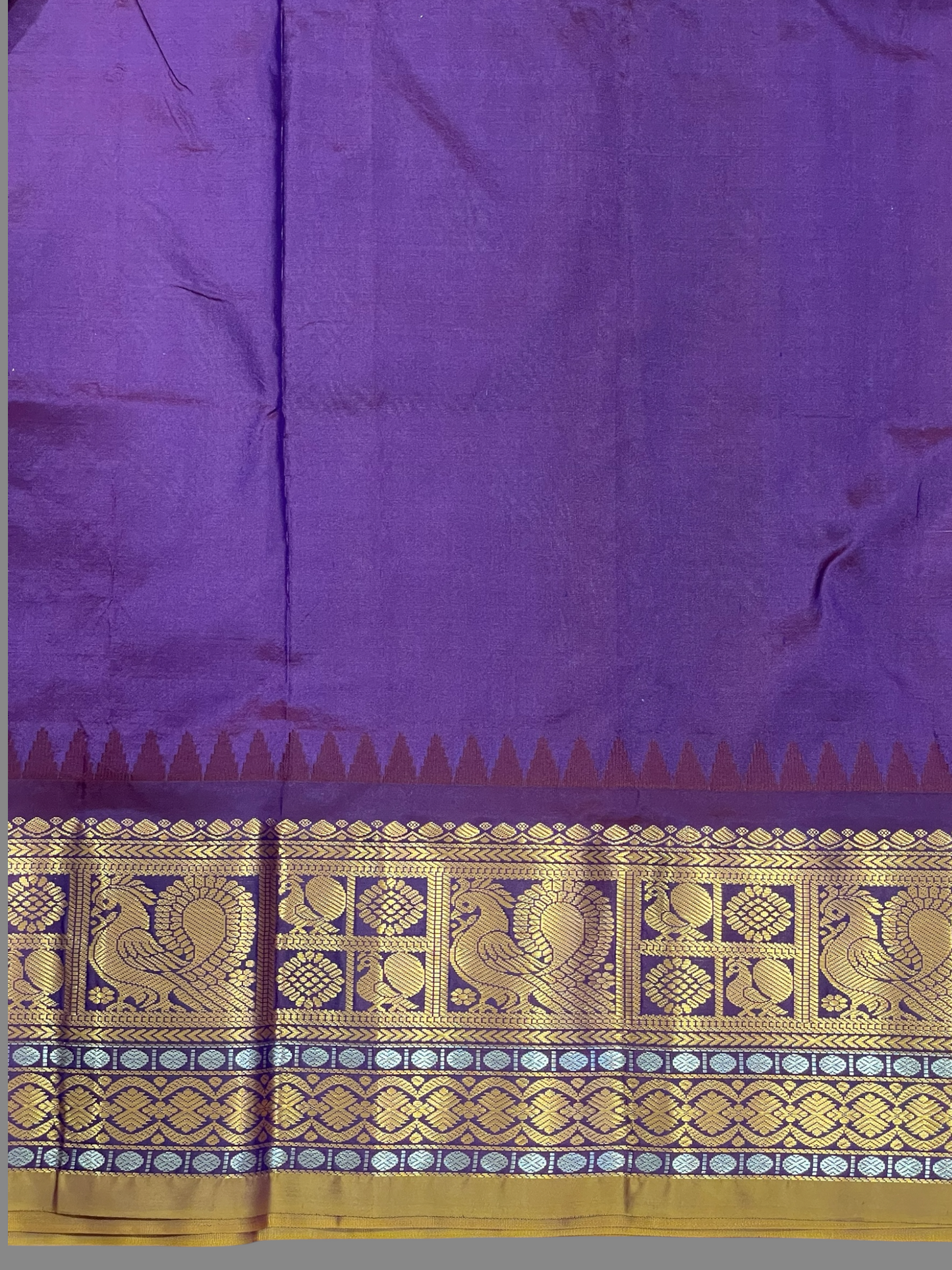 Gadwal Peacock Border Half White Silk Saree