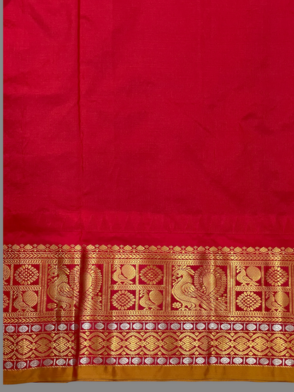 Gadwal Peacock Border Royal Blue Silk Saree