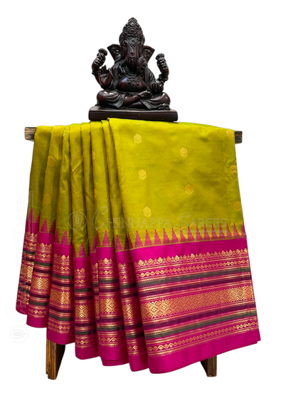 Varsha Border Mehendi Green Pure Silk Saree