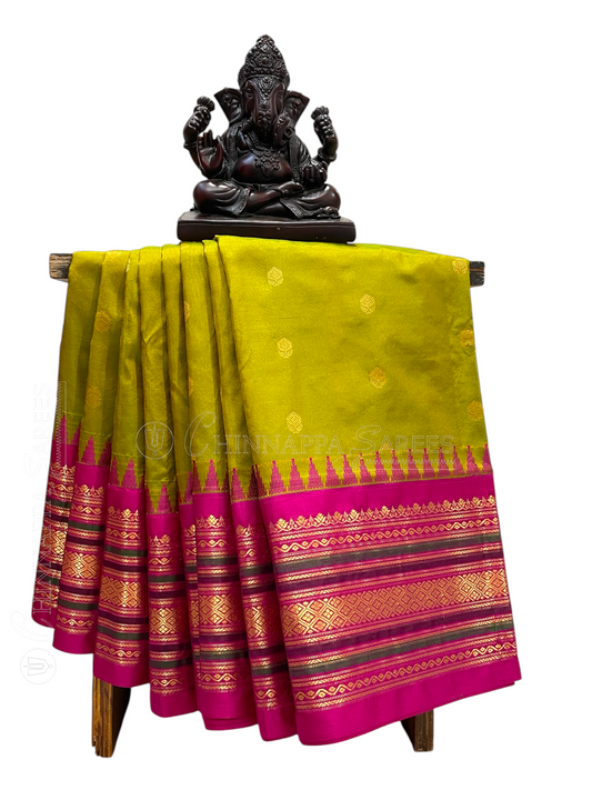 Varsha Border Mehendi Green Pure Silk Saree