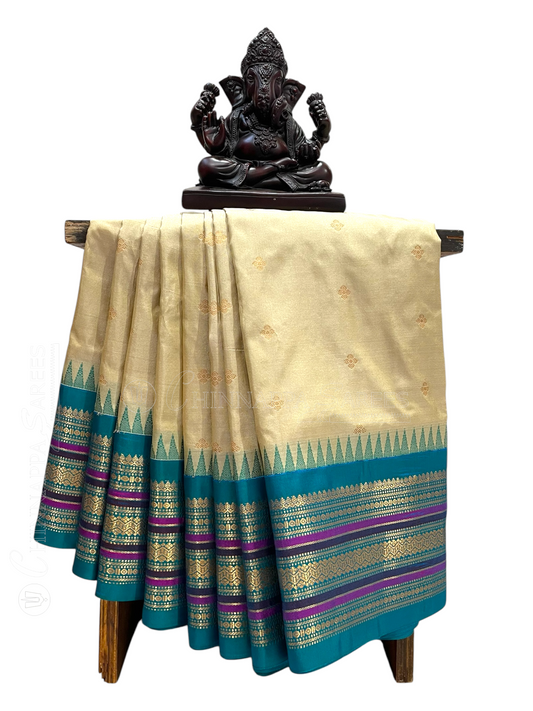 Varsha Border Half White  Pure Silk Saree