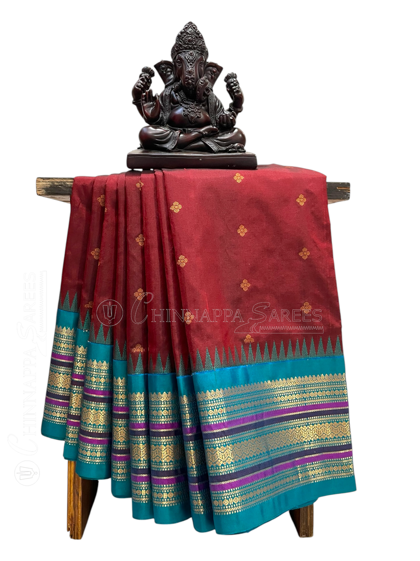 Varsha Border Maroon Pure Silk Saree