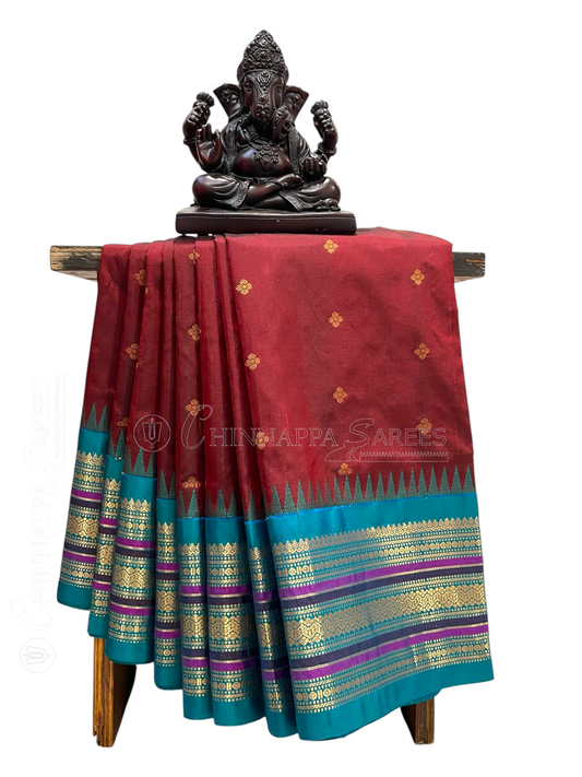 Varsha Border Maroon Pure Silk Saree