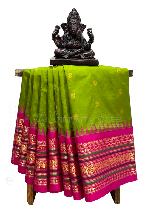 Varsha Border Green Pure Silk Saree