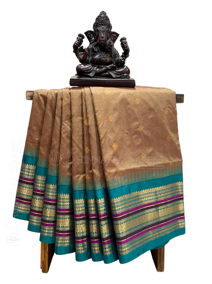 Varsha Border Coffee Brown  Pure Silk Saree