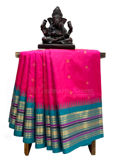Varsha Border Hot Pink Pure Silk Saree