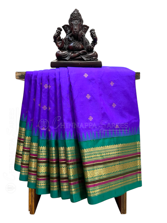 Varsha Border Violet Pure Silk Saree