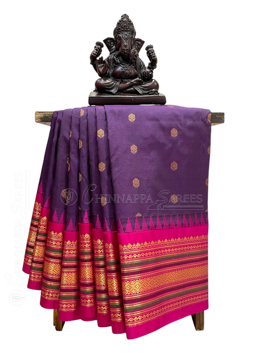 Varsha Border Dark Purple Pure Silk Saree