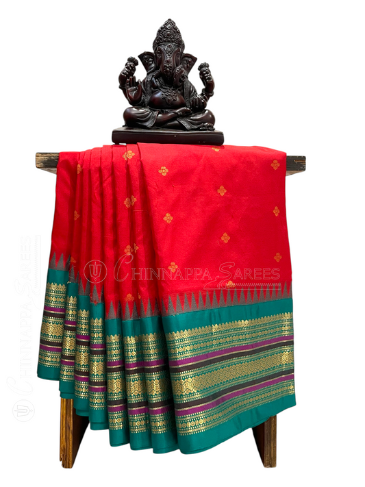 Varsha Border Red Pure Silk Saree