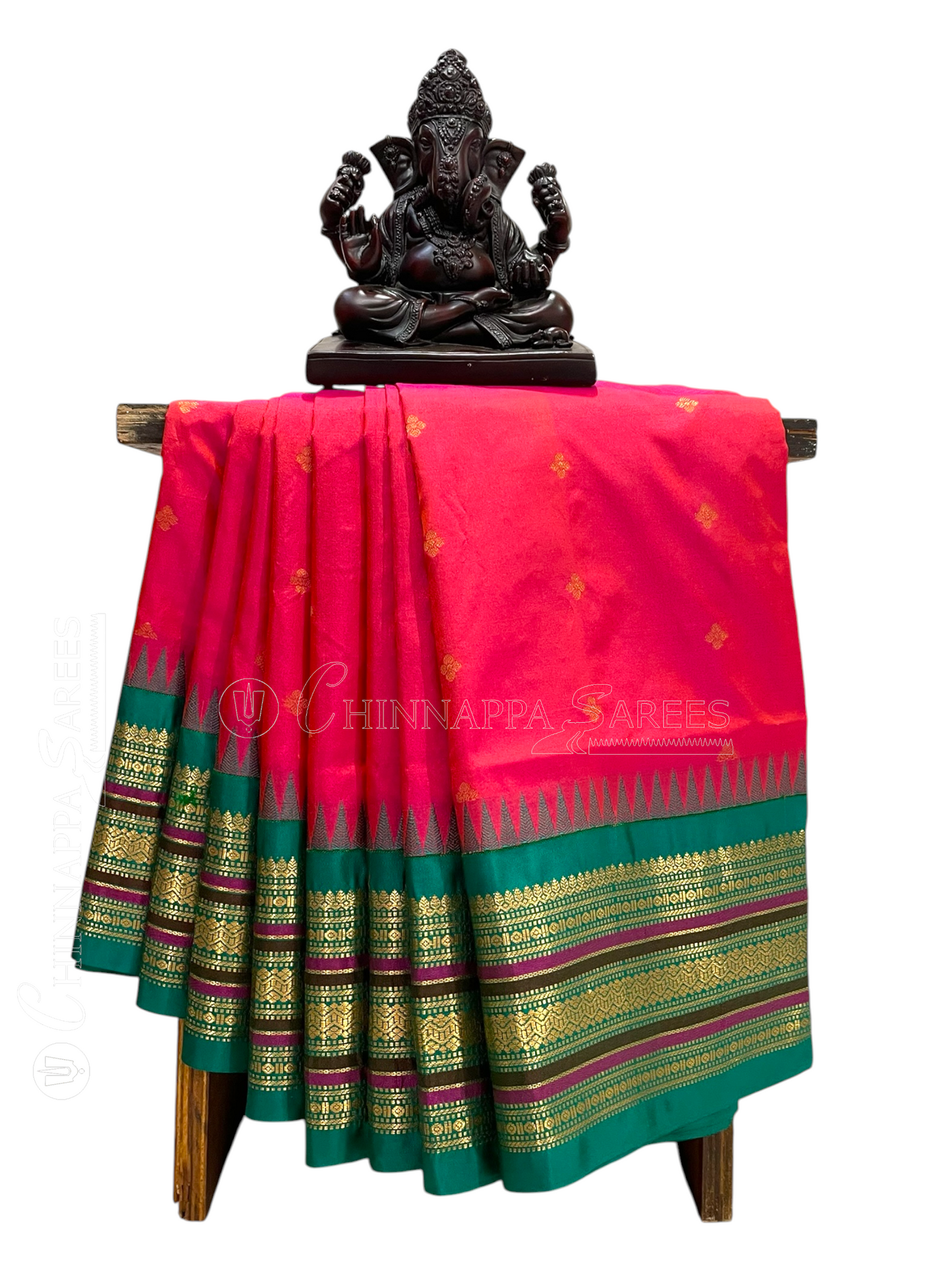 Varsha Border Tomato Pink Pure Silk Saree