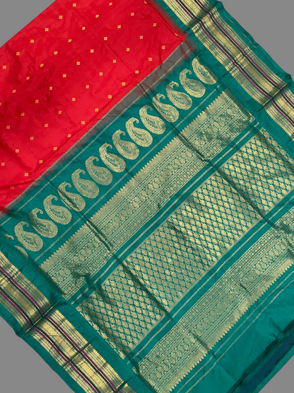 Varsha Border Red Pure Silk Saree
