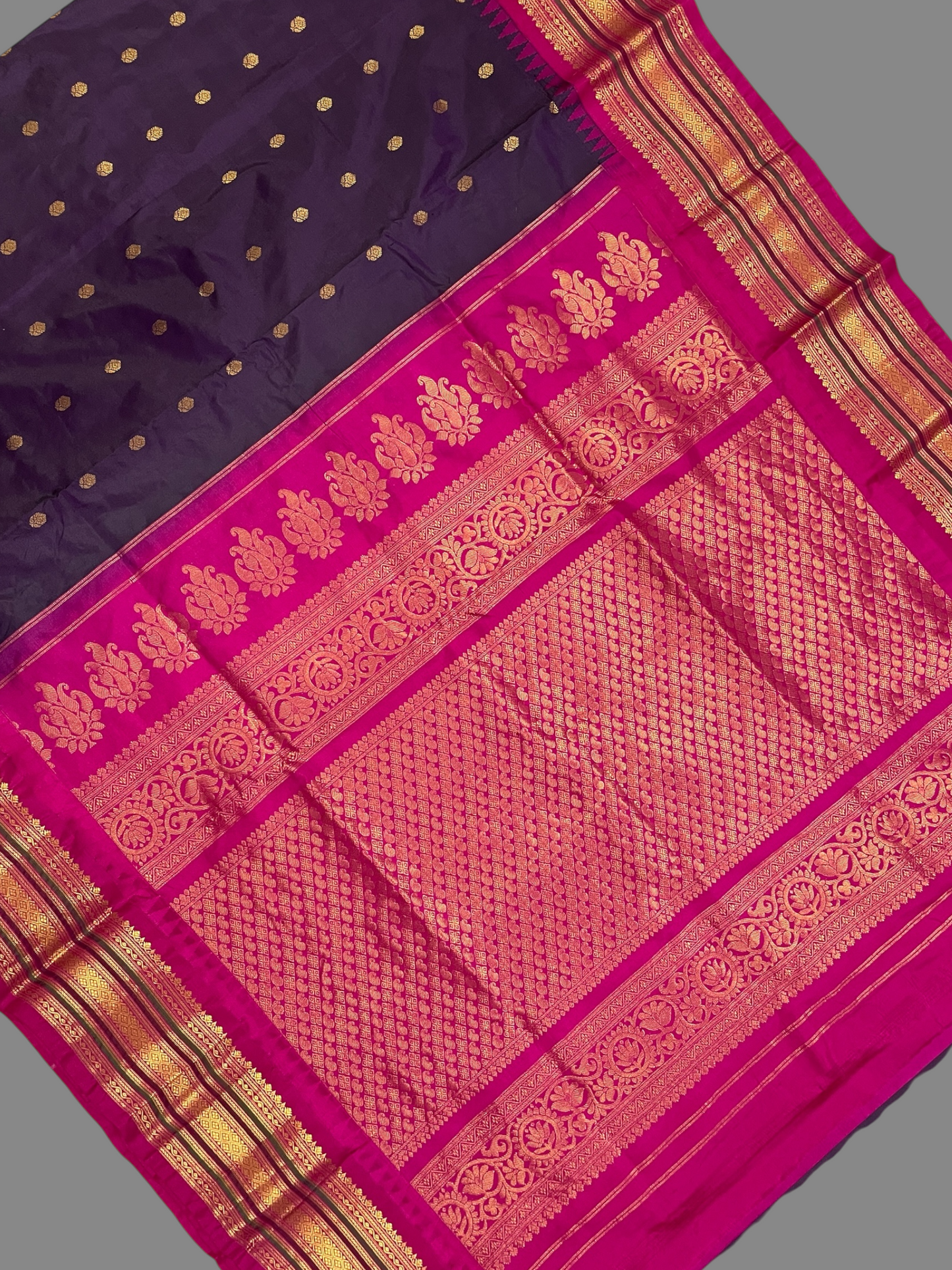 Varsha Border Dark Purple Pure Silk Saree