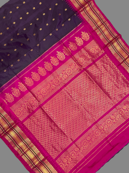 Varsha Border Dark Purple Pure Silk Saree