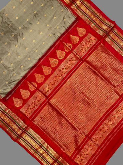 Varsha Border Grey Pure Silk Saree