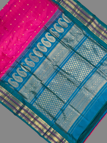 Varsha Border Hot Pink Pure Silk Saree