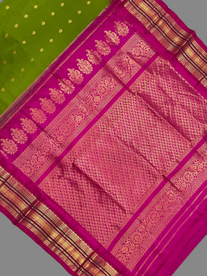 Varsha Border Green Pure Silk Saree