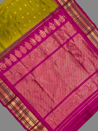 Varsha Border Mehendi Green Pure Silk Saree