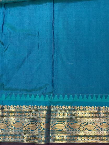 Bridal Big Checks Butta Half White Pure Silk Sarees
