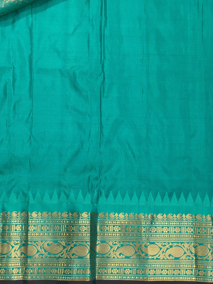 Bridal Big Checks Butta Half White Pure Silk Sarees