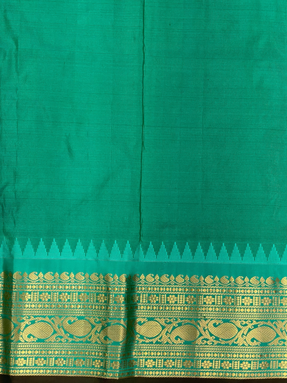 Bridal Big Checks Butta Dark Brown Pure Silk Sarees