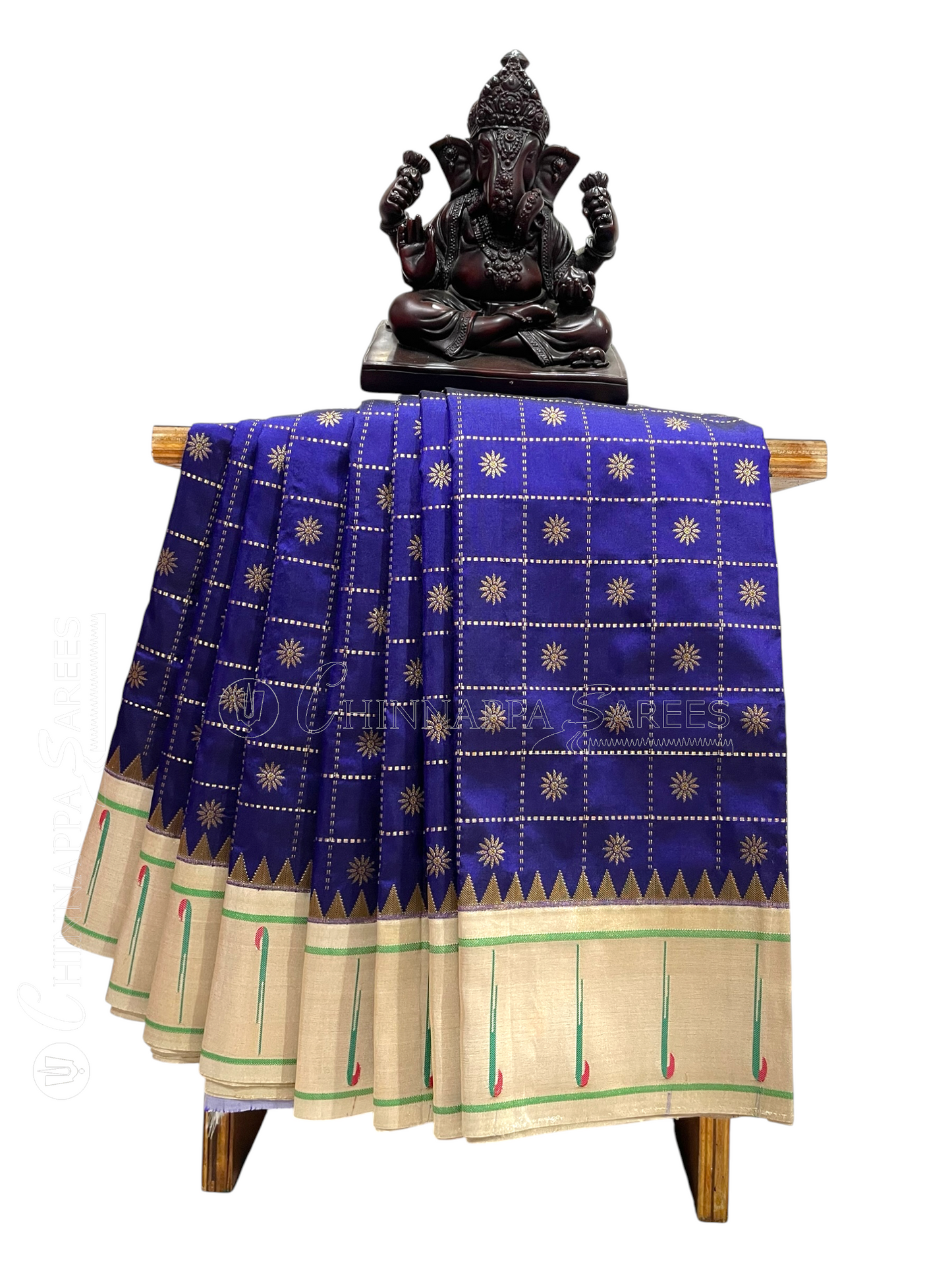 Pure Paithani Navy Blue Silk Saree