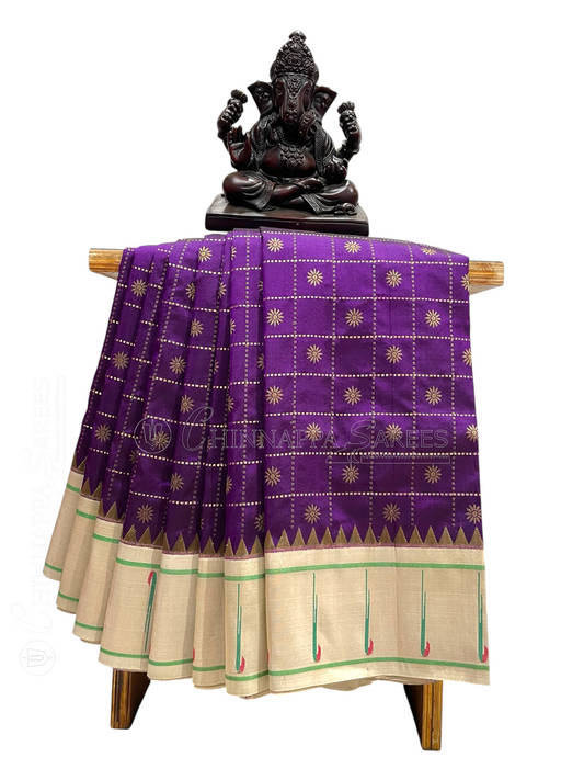 Pure Paithani Dark Magenta Silk Saree