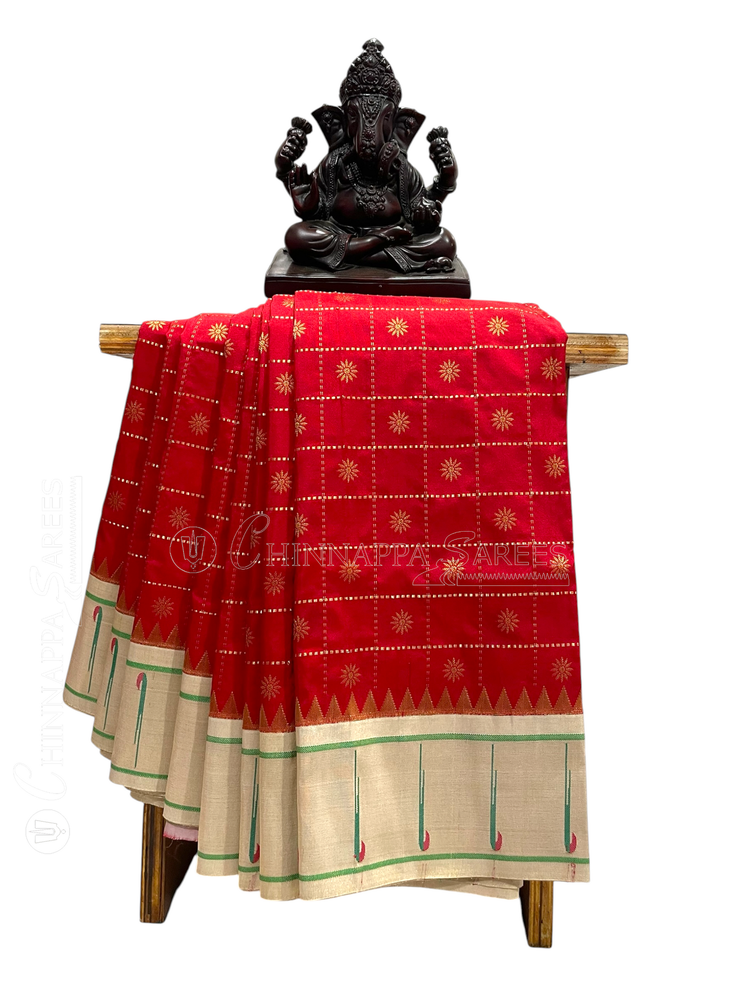 Pure Paithani Red Silk Saree