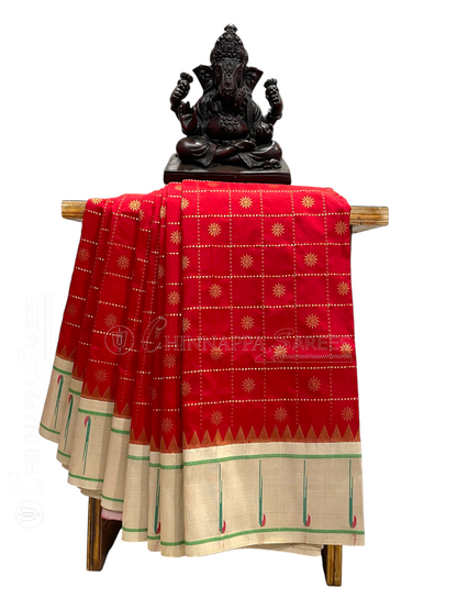 Pure Paithani Red Silk Saree