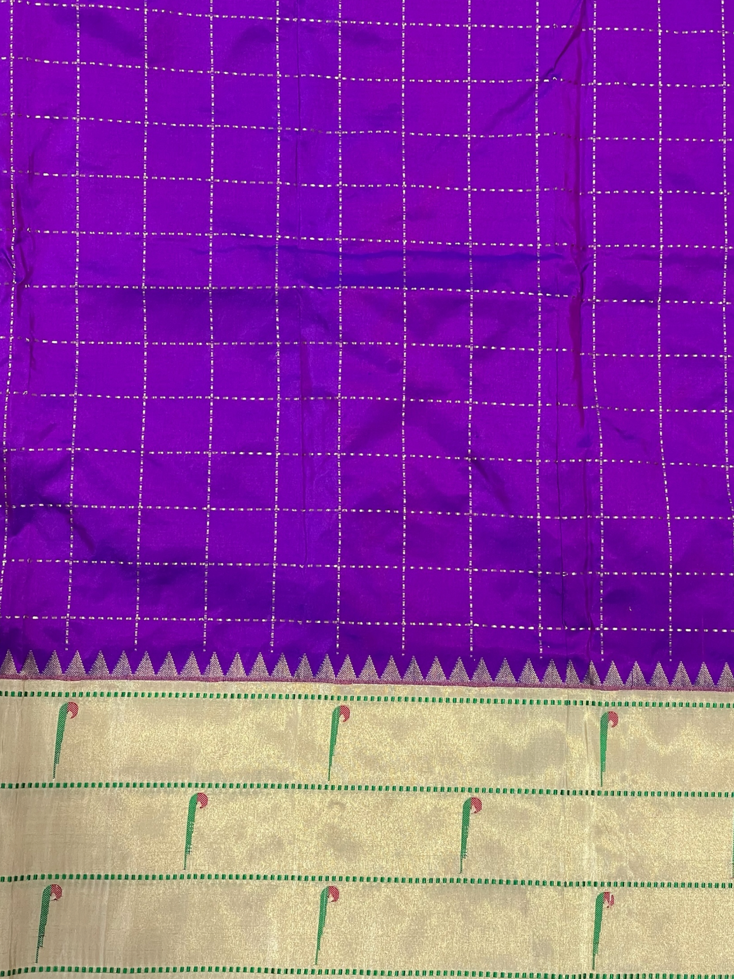 Triple Muniya Broder Magenta Pure Silk Saree