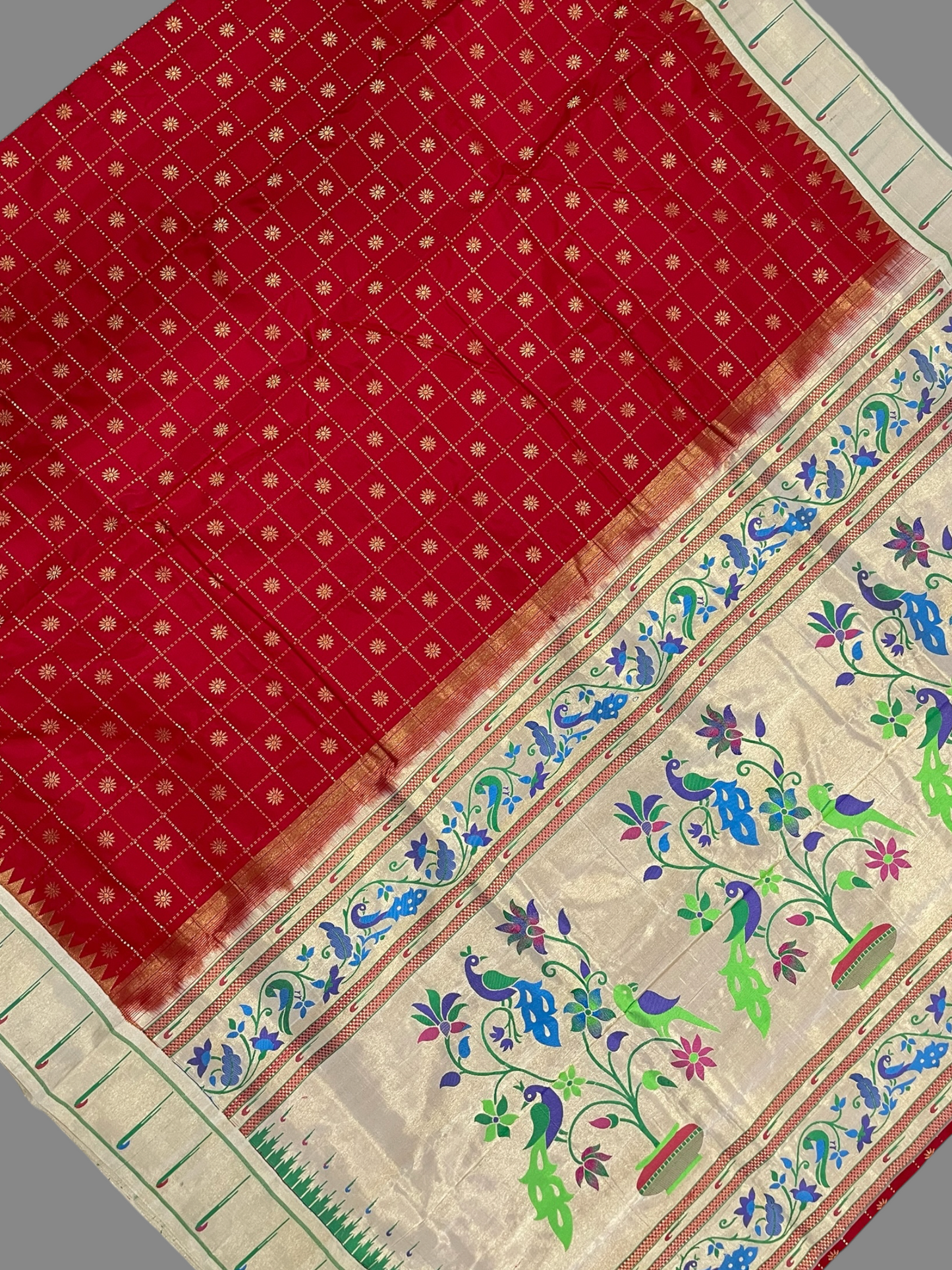 Pure Paithani Red Silk Saree