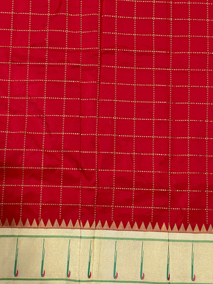 Pure Paithani Red Silk Saree
