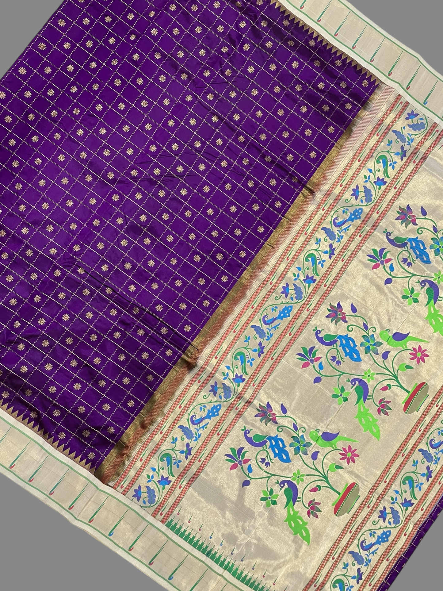 Pure Paithani Dark Magenta Silk Saree