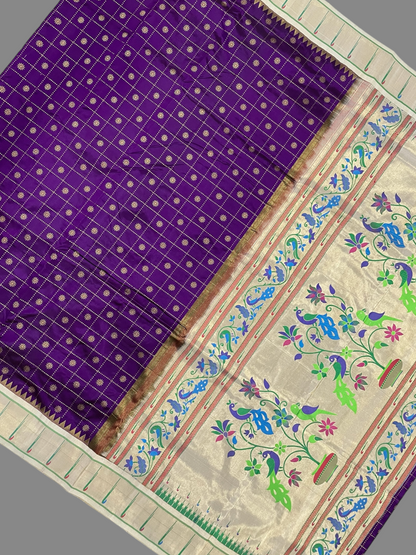 Pure Paithani Dark Magenta Silk Saree