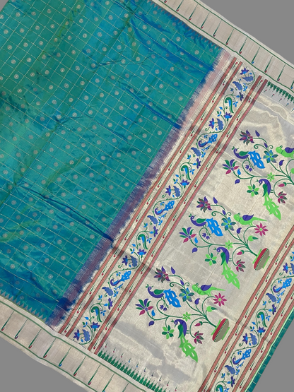 Pure Paithani Sea Green Silk Saree