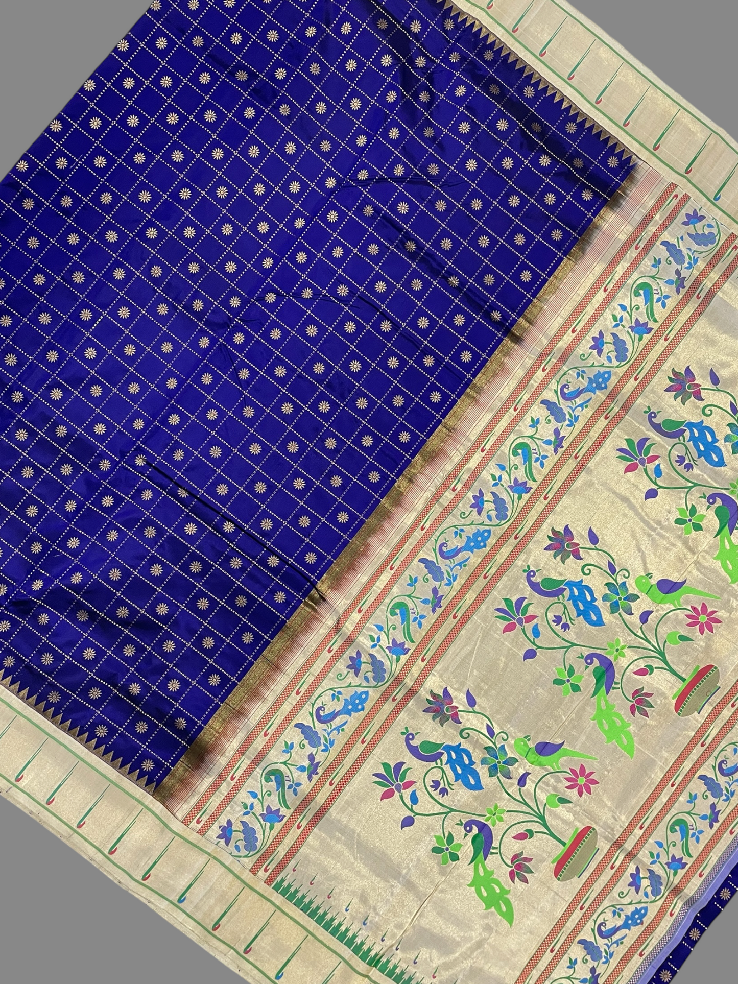 Pure Paithani Navy Blue Silk Saree