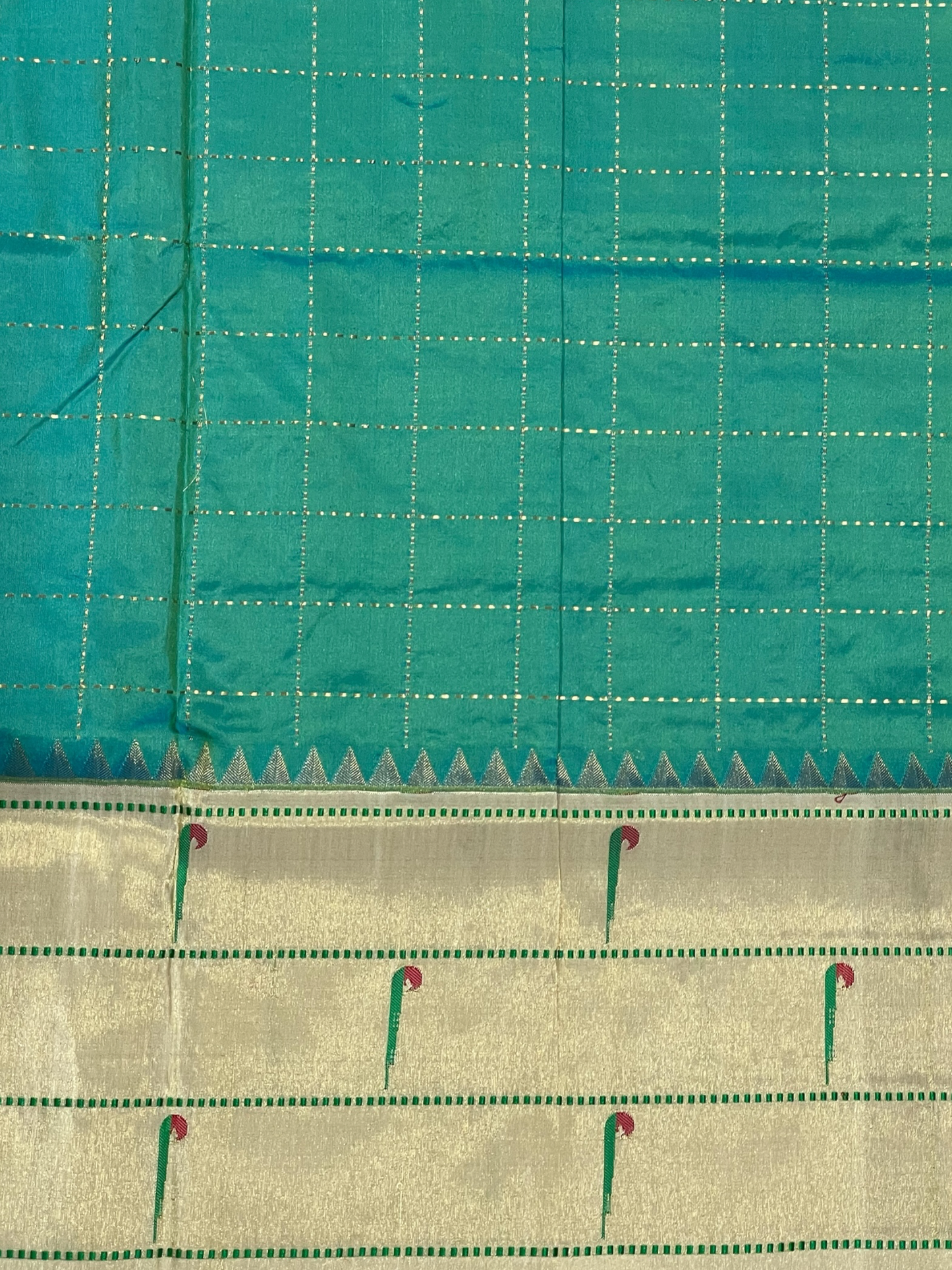 Triple Muniya Broder Sea Blue Pure Silk Saree