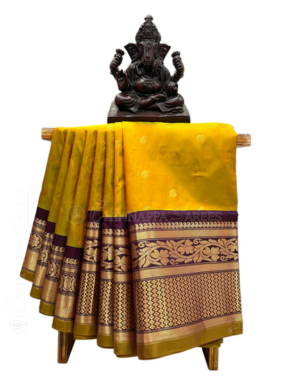 Gadwal Big Border Golden Pure Silk Sarees