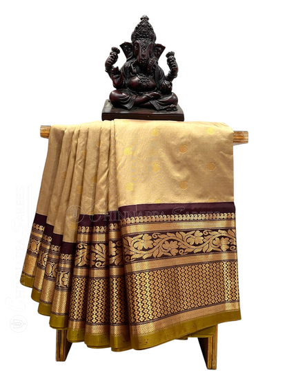 Gadwal Big Border Brown Pure Silk Sarees